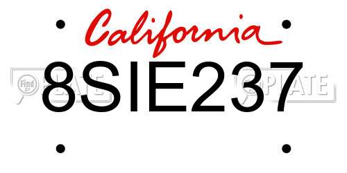 8SIE237 California License Plate