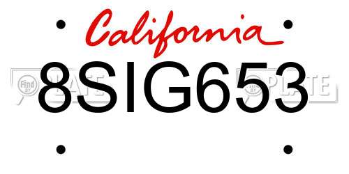 8SIG653 California License Plate