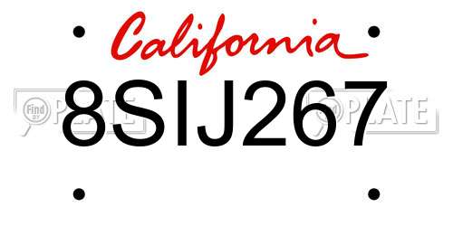 8SIJ267 California License Plate