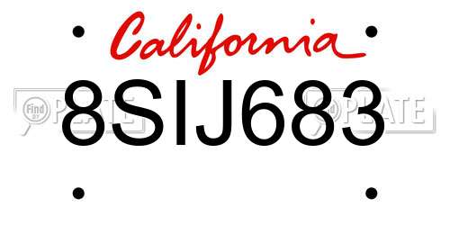 8SIJ683 California License Plate