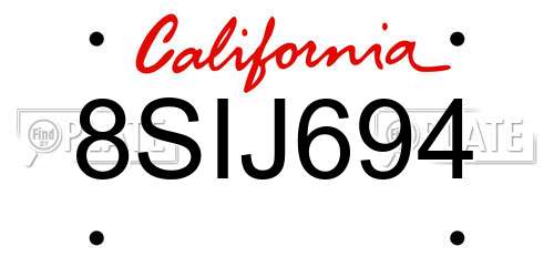 8SIJ694 California License Plate