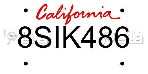 8SIK486 California License Plate