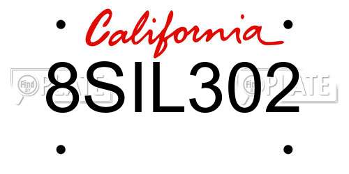 8SIL302 California License Plate