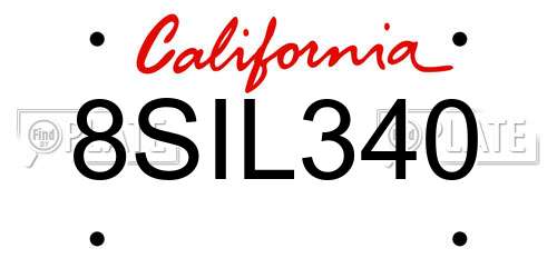 8SIL340 California License Plate