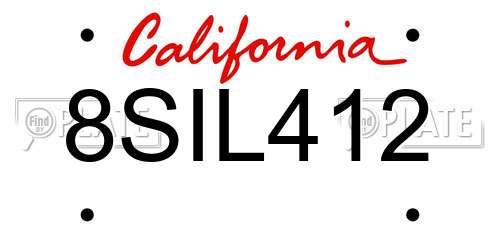 8SIL412 California License Plate
