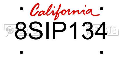 8SIP134 California License Plate
