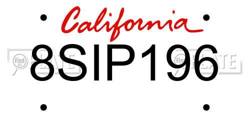 8SIP196 California License Plate