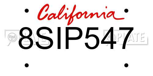 8SIP547 California License Plate