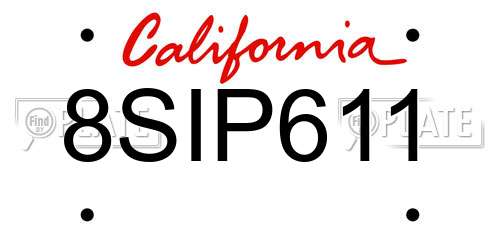 8SIP611 California License Plate
