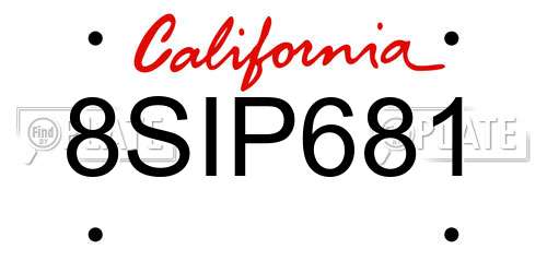 8SIP681 California License Plate