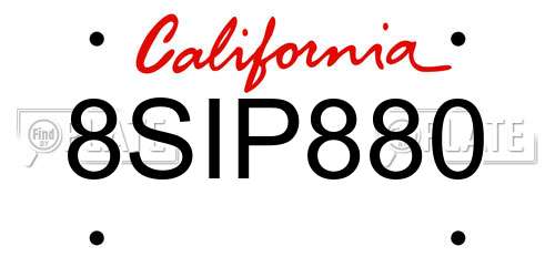 8SIP880 California License Plate