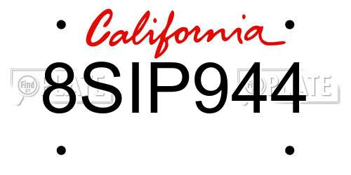 8SIP944 California License Plate