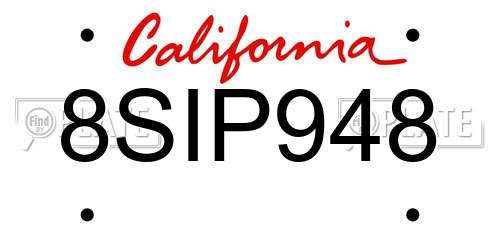 8SIP948 California License Plate