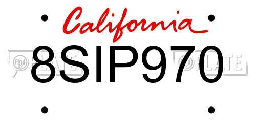 8SIP970 California License Plate