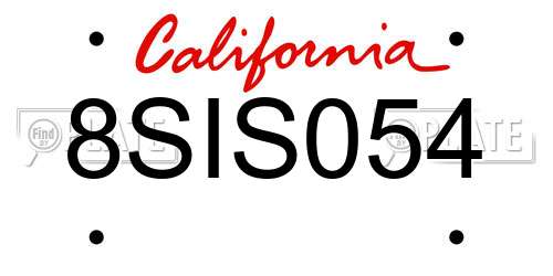 8SIS054 California License Plate