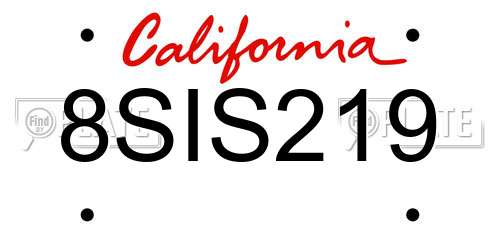 8SIS219 California License Plate