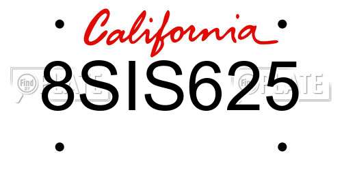 8SIS625 California License Plate