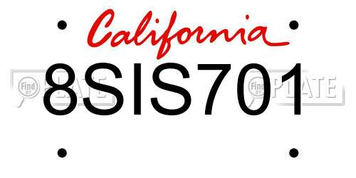 8SIS701 California License Plate