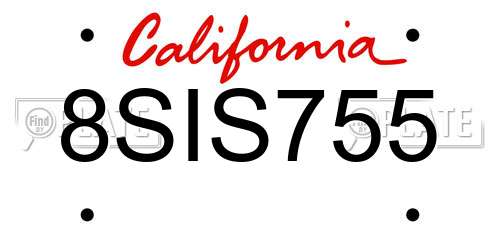 8SIS755 California License Plate
