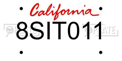 8SIT011 California License Plate