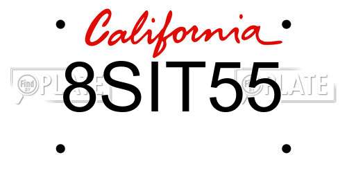 8SIT55 California License Plate