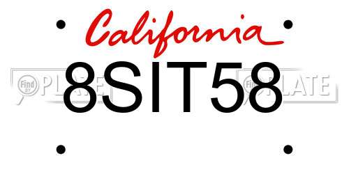 8SIT58 California License Plate