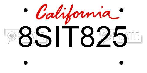 8SIT825 California License Plate