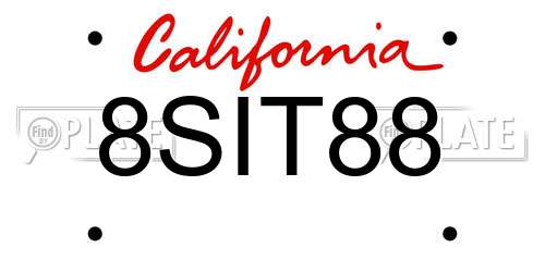 8SIT88 California License Plate