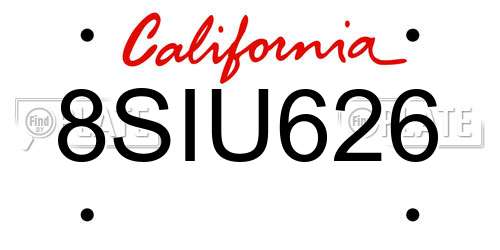 8SIU626 California License Plate