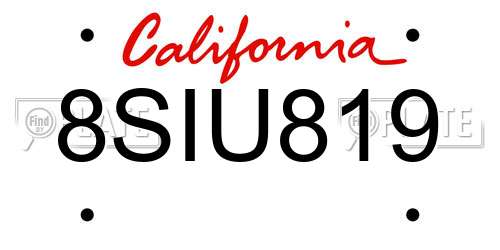 8SIU819 California License Plate