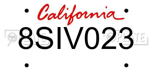 8SIV023 California License Plate
