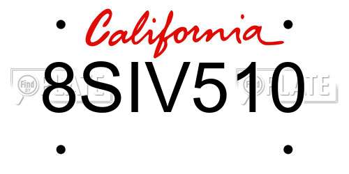 8SIV510 California License Plate