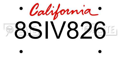 8SIV826 California License Plate