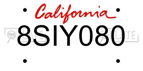 8SIY080 California License Plate