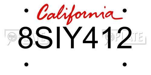 8SIY412 California License Plate
