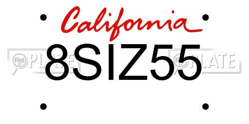 8SIZ55 California License Plate