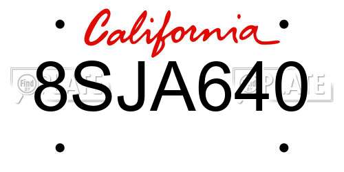 8SJA640 California License Plate