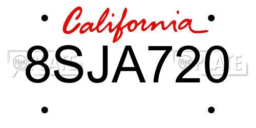 8SJA720 California License Plate