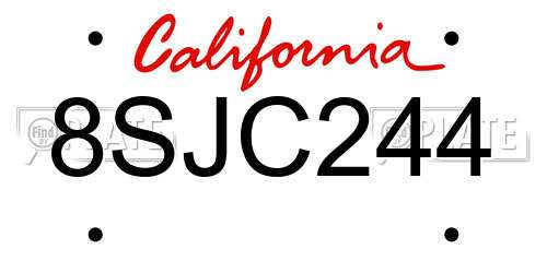 8SJC244 California License Plate