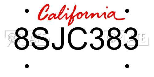 8SJC383 California License Plate