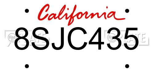 8SJC435 California License Plate