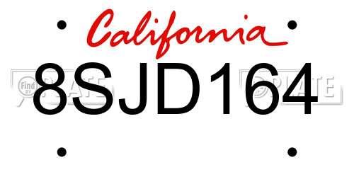 8SJD164 California License Plate