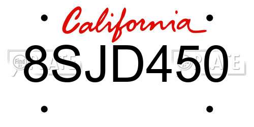 8SJD450 California License Plate