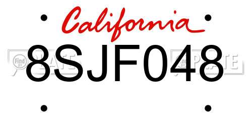 8SJF048 California License Plate
