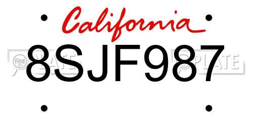 8SJF987 California License Plate