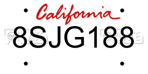 8SJG188 California License Plate