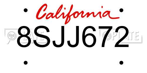 8SJJ672 California License Plate