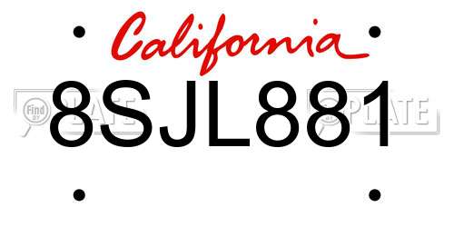 8SJL881 California License Plate