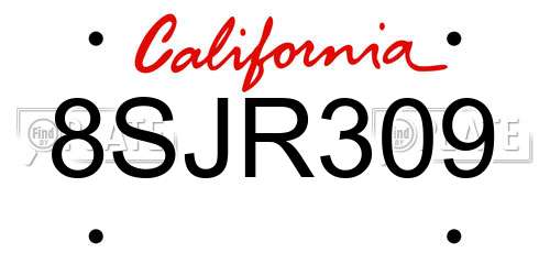 8SJR309 California License Plate