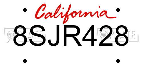 8SJR428 California License Plate